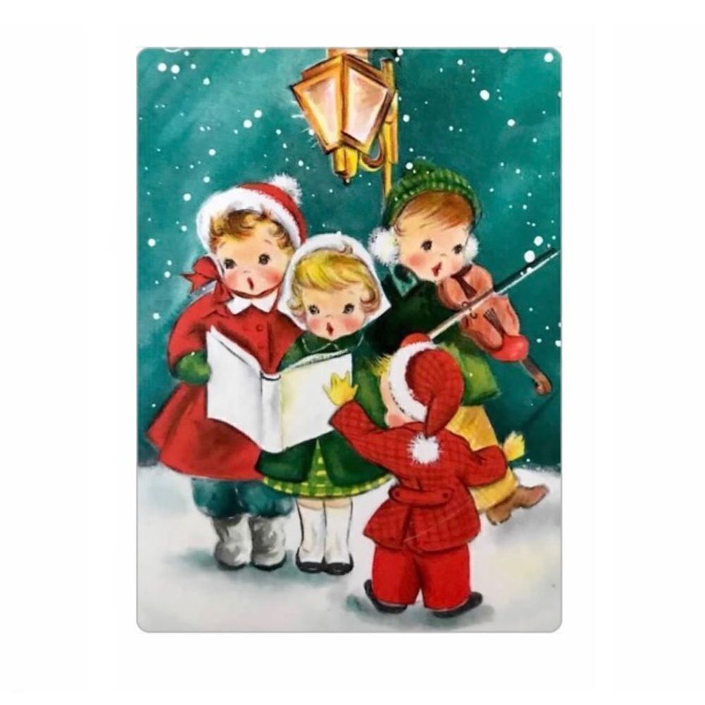 Vintage Caroling Children Scene Magnet